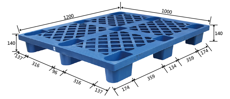 1210九腳網(wǎng)格-塑料托盤(pán)